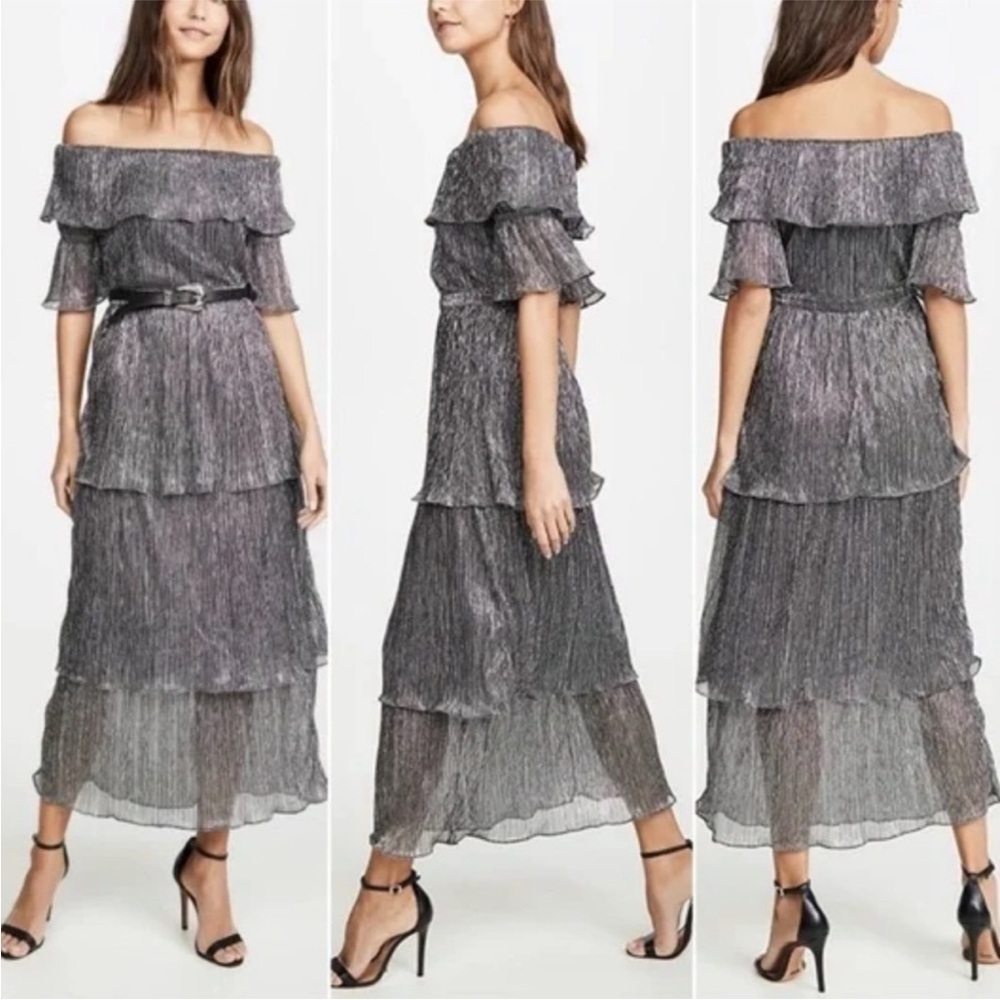 Chic Off-Shoulder Metallic Dress